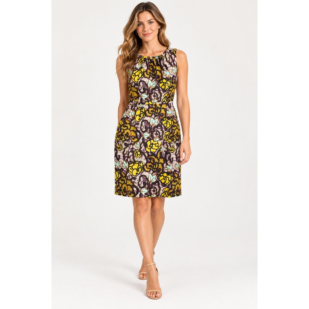 Milly of New York Womens Silk Sleeveless Shift Dress Size 8 Retro Floral Print